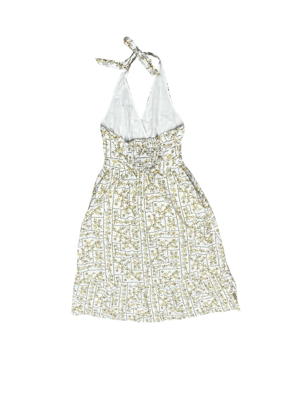 Joie White Yellow Floral Linen Blend Halter Midi Maxi Dress NWT Size 8 - Picture 6 of 13